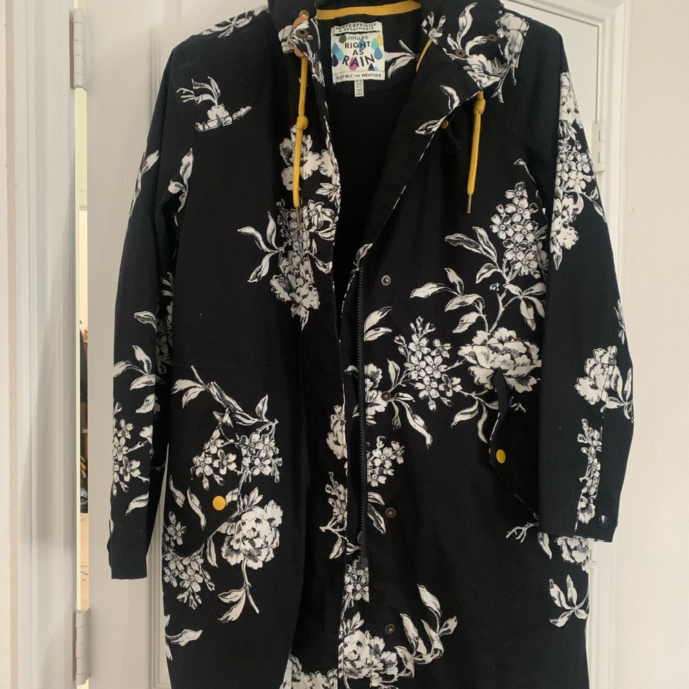 Joules Black and White Floral Utility Jacket